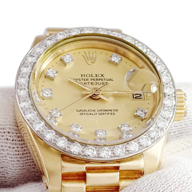 腕時計 ロレックス ROLEX デイトジャスト 26 6913 76番台 自動巻き レディース OH済 76番台 K18YG無垢 純正ダイヤ トリチウム