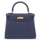エルメス HERMES ケリー25 内縫い ブルーネイビー トゴ 2WAYバッグ ゴールド金具 青 ハンドバッグ ショルダー