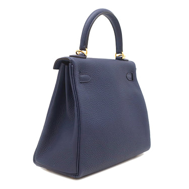 エルメス HERMES ケリー25 内縫い ブルーネイビー トゴ 2WAYバッグ ゴールド金具 青 ハンドバッグ ショルダー