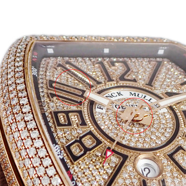 腕時計 フランクミュラー FRANCK MULLER ヴァンガード V45SCDT 自動巻き メンズ K18PG無垢 ダイヤ パヴェ トノー トノウ デイト アラビア