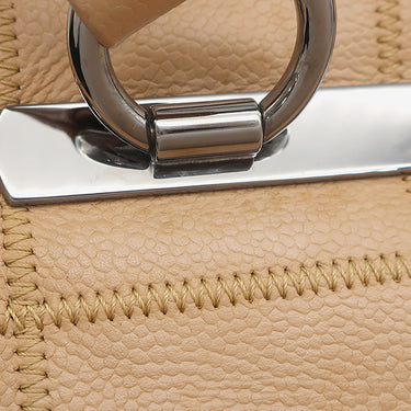 シャネル CHANEL チョコバー ベージュ キャビアスキン ハンドバッグ シルバー金具 ショルダーバッグ 肩掛け