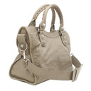 バレンシアガ BALENCIAGA ジャイアント シティ 173084 ベージュ レザー 2WAYバッグ シルバー金具 ハンドバッグ ショルダー 肩掛け ミラー付き