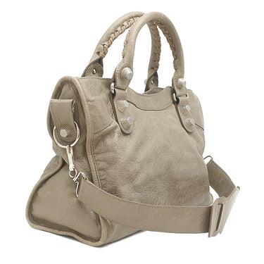 バレンシアガ BALENCIAGA ジャイアント シティ 173084 ベージュ レザー 2WAYバッグ シルバー金具 ハンドバッグ ショルダー 肩掛け ミラー付き