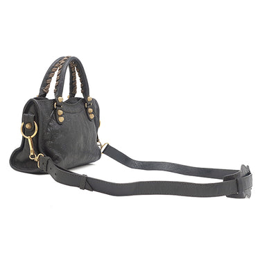 バレンシアガ BALENCIAGA ジャイアント ミニ シティ 309544 ダークグレー レザー 2WAYバッグ ゴールド金具 ハンドバッグ ショルダー ミラー欠品