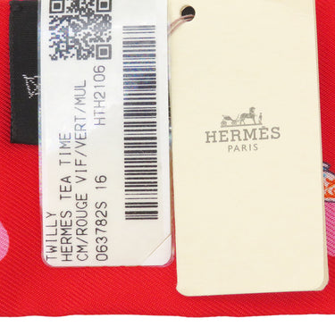 エルメス HERMES ツイリー H063782S ルージュヴィフ×ヴェール×マルチカラー シルク スカーフ 【TEA TIME/ティータイム】