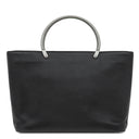 シャネル CHANEL メタル トップハンドル ブラック キャビアスキン ハンドバッグ シルバー金具 黒