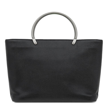 シャネル CHANEL メタル トップハンドル ブラック キャビアスキン ハンドバッグ シルバー金具 黒