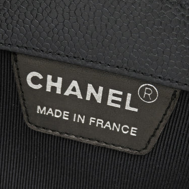 シャネル CHANEL メタル トップハンドル ブラック キャビアスキン ハンドバッグ シルバー金具 黒