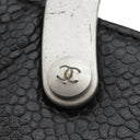 シャネル CHANEL メタル トップハンドル ブラック キャビアスキン ハンドバッグ シルバー金具 黒