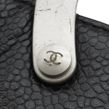 シャネル CHANEL メタル トップハンドル ブラック キャビアスキン ハンドバッグ シルバー金具 黒
