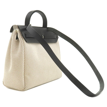 エルメス HERMES エールバッグPM 31 ブラック×ナチュラル トワルオフィシエ トワルアッシュ ヴァッシュハンター ショルダーバッグ シルバー金具 トワルGM