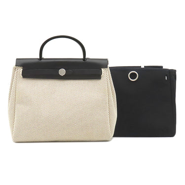 エルメス HERMES エールバッグPM 31 ブラック×ナチュラル トワルオフィシエ トワルアッシュ ヴァッシュハンター ショルダーバッグ シルバー金具 トワルGM