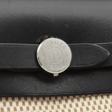 エルメス HERMES エールバッグPM 31 ブラック×ナチュラル トワルオフィシエ トワルアッシュ ヴァッシュハンター ショルダーバッグ シルバー金具 トワルGM
