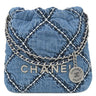 シャネル CHANEL CHANEL 22 ホーボーバッグ ミニ ブルー デニム 2WAYバッグ マットシルバー金具 デニム
