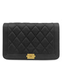 シャネル CHANEL ボーイシャネル ブラック キャビアスキン チェーンウォレット ヴィンテージ金具 黒 チェーンショルダー