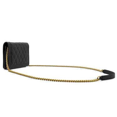 シャネル CHANEL ボーイシャネル ブラック キャビアスキン チェーンウォレット ヴィンテージ金具 黒 チェーンショルダー
