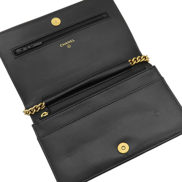 シャネル CHANEL ボーイシャネル ブラック キャビアスキン チェーンウォレット ヴィンテージ金具 黒 チェーンショルダー