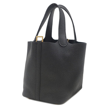 エルメス HERMES ピコタンロック 18 PM ブラック トリヨンクレマンス ハンドバッグ ゴールド金具 黒