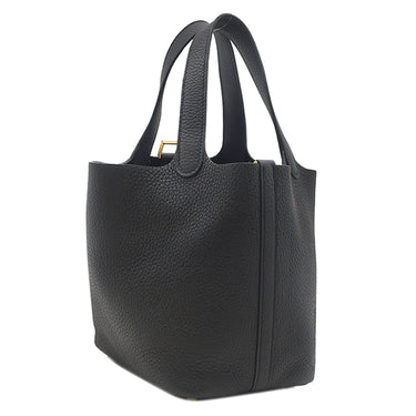 エルメス HERMES ピコタンロック 18 PM ブラック トリヨンクレマンス ハンドバッグ ゴールド金具 黒