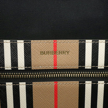 バーバリー BURBERRY ノース サウス ブックトート 8078436 アーカイブベージュ PVC レザー トートバッグ ゴールド金具 ストライプ