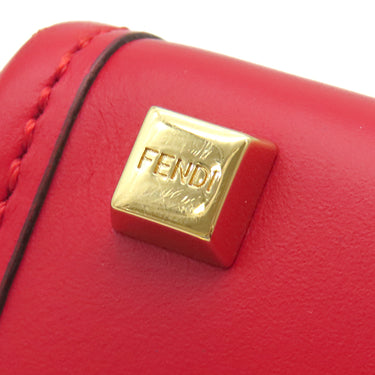 フェンディ FENDI サンシャイン ショッパー ミニ 8BS051 レッド×アイボリー レザー 2WAYバッグ ゴールド金具 ロゴ ショルダー ミニトート