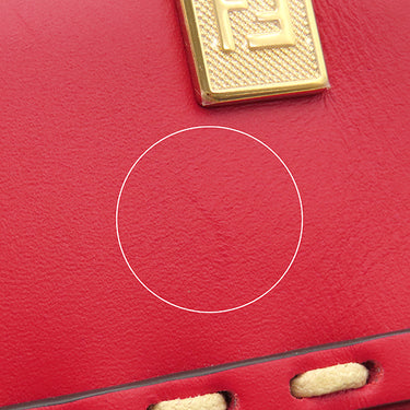 フェンディ FENDI サンシャイン ショッパー ミニ 8BS051 レッド×アイボリー レザー 2WAYバッグ ゴールド金具 ロゴ ショルダー ミニトート