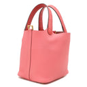 エルメス HERMES ピコタンロック 18 PM タッチ ローズアザレ×ブーゲンビリア トリヨンクレマンス アリゲーターマット ハンドバッグ ゴールド金具 クロコ