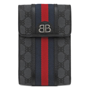 バレンシアガ BALENCIAGA BALENCIAGA × GUCCI ザ ハッカー プロジェクト 680130 ブラック キャンバス レザー ショルダーバッグ シルバー金具 グッチコラボ