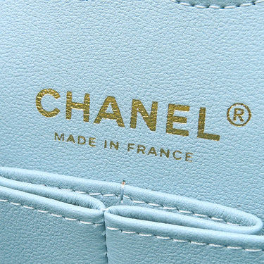 シャネル CHANEL マトラッセ23 ダブルフラップ A01113 ライトブルー キャビアスキン ショルダーバッグ ゴールド金具 チェーンショルダー