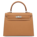 エルメス HERMES ケリー25 外縫い ゴールド ヴォーエプソン 2WAYバッグ シルバー金具 新品 未使用 茶 2026年製