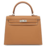 エルメス HERMES ケリー25 外縫い ゴールド ヴォーエプソン 2WAYバッグ シルバー金具 新品 未使用 茶 2026年製