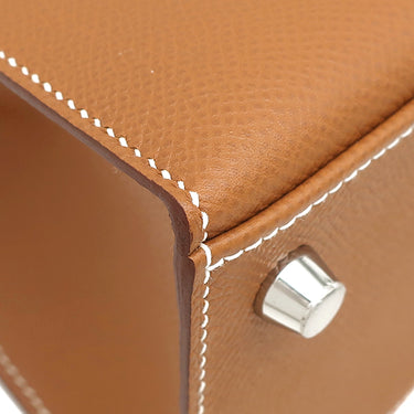 エルメス HERMES ケリー25 外縫い ゴールド ヴォーエプソン 2WAYバッグ シルバー金具 新品 未使用 茶 2026年製
