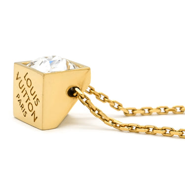 ルイヴィトン LOUIS VUITTON LV キューブ M04129 ゴールド GP ラインストーン ネックレス LVサークル ラインストーン