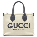 グッチ GUCCI リド プリント ミニトート 772144 アイボリー×ネイビー キャンバス レザー 2WAYバッグ シルバー金具 ロゴ トート ショルダー 日本限定