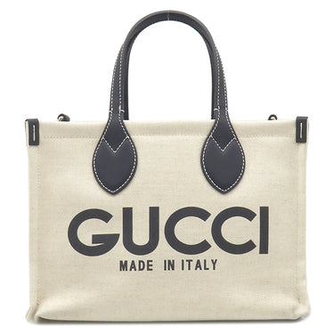 グッチ GUCCI リド プリント ミニトート 772144 アイボリー×ネイビー キャンバス レザー 2WAYバッグ シルバー金具 ロゴ トート ショルダー 日本限定