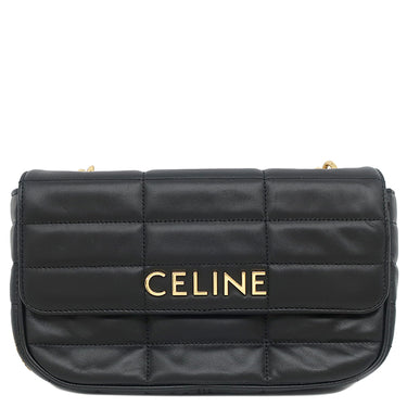 セリーヌ CELINE マトラッセ モノクローム 111273EYD.38NO ブラック レザー ショルダーバッグ ゴールド金具 黒 ロゴ チェーンショルダー チェーンバッグ