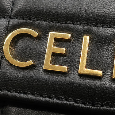 セリーヌ CELINE マトラッセ モノクローム 111273EYD.38NO ブラック レザー ショルダーバッグ ゴールド金具 黒 ロゴ チェーンショルダー チェーンバッグ