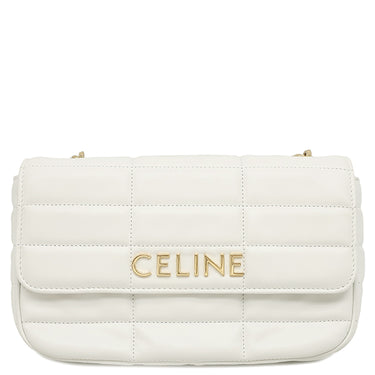 セリーヌ CELINE マトラッセ モノクローム 111273EYD.01HT ホワイト レザー ショルダーバッグ ゴールド金具 白 ロゴ チェーンショルダー チェーンバッグ