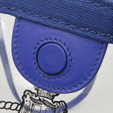 プラダ PRADA カナパ プレックス クリアバッグ 1BG166 クリア×ブルー ビニール キャンバス レザー トートバッグ シルバー金具 ロゴ ビニールバッグ トート