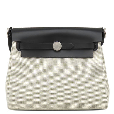 エルメス HERMES エールバッグジップ ミニ ルトゥルネ エクリュ×ブラック トワルアッシュ ヴァッシュハンター ショルダーバッグ シルバー金具 未使用 2025年製