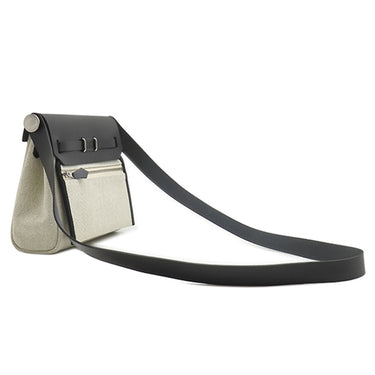 エルメス HERMES エールバッグジップ ミニ ルトゥルネ エクリュ×ブラック トワルアッシュ ヴァッシュハンター ショルダーバッグ シルバー金具 未使用 2025年製