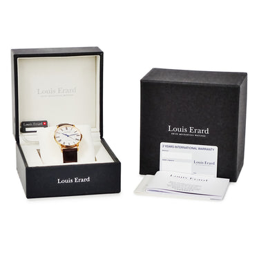腕時計 ルイ・エラール LOUIS ERARD エクセレンス オートマティック 68233PR01.BRC03 自動巻き メンズ 新品同様 青針 ローマン デイト
