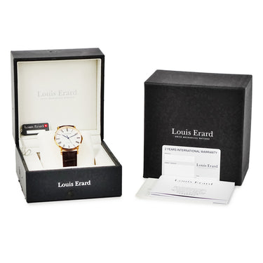 腕時計 ルイ・エラール LOUIS ERARD エクセレンス オートマティック 68233PR01.BRC03 自動巻き メンズ 新品同様 青針 デイト ローマン