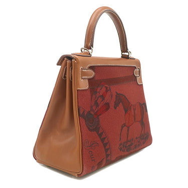 エルメス HERMES ケリー28 アマゾン 内縫い ルージュアッシュ×フォーブ ヴォーバレニア トワルクーベル 2WAYバッグ シルバー金具 ショルダー 馬 ウマ