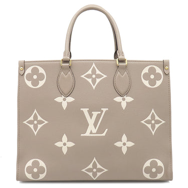 ルイヴィトン LOUIS VUITTON オンザゴー MM M45494 トゥルトレールクレーム モノグラムアンプラント バイカラーモノグラムアンプラント トートバッグ ゴールド金具 グレー 肩掛け