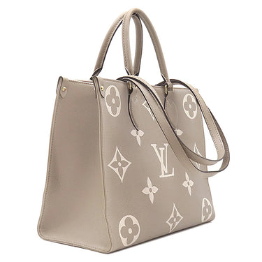 ルイヴィトン LOUIS VUITTON オンザゴー MM M45494 トゥルトレールクレーム モノグラムアンプラント バイカラーモノグラムアンプラント トートバッグ ゴールド金具 グレー 肩掛け