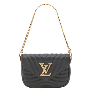 ルイヴィトン LOUIS VUITTON ニューウェーブ ミュルティ ポシェット M56461 ブラック カーフ 2WAYバッグ ゴールド金具 黒 LVロゴ チェーンショルダー