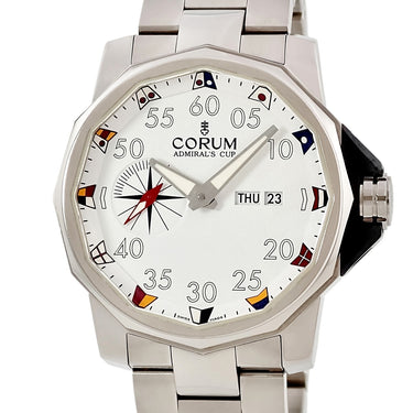 腕時計 コルム CORUM アドミラルズカップ コンペティション 48 01.0001 自動巻き メンズ 白 デイデイト スモールセコンド チタン