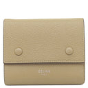セリーヌ CELINE スモール フォールデッド マルチファンクション ベージュ×レッド レザー 三つ折り財布 シルバー金具 グレージュ バイカラー 小銭入れ