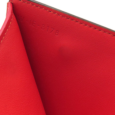セリーヌ CELINE スモール フォールデッド マルチファンクション ベージュ×レッド レザー 三つ折り財布 シルバー金具 グレージュ バイカラー 小銭入れ